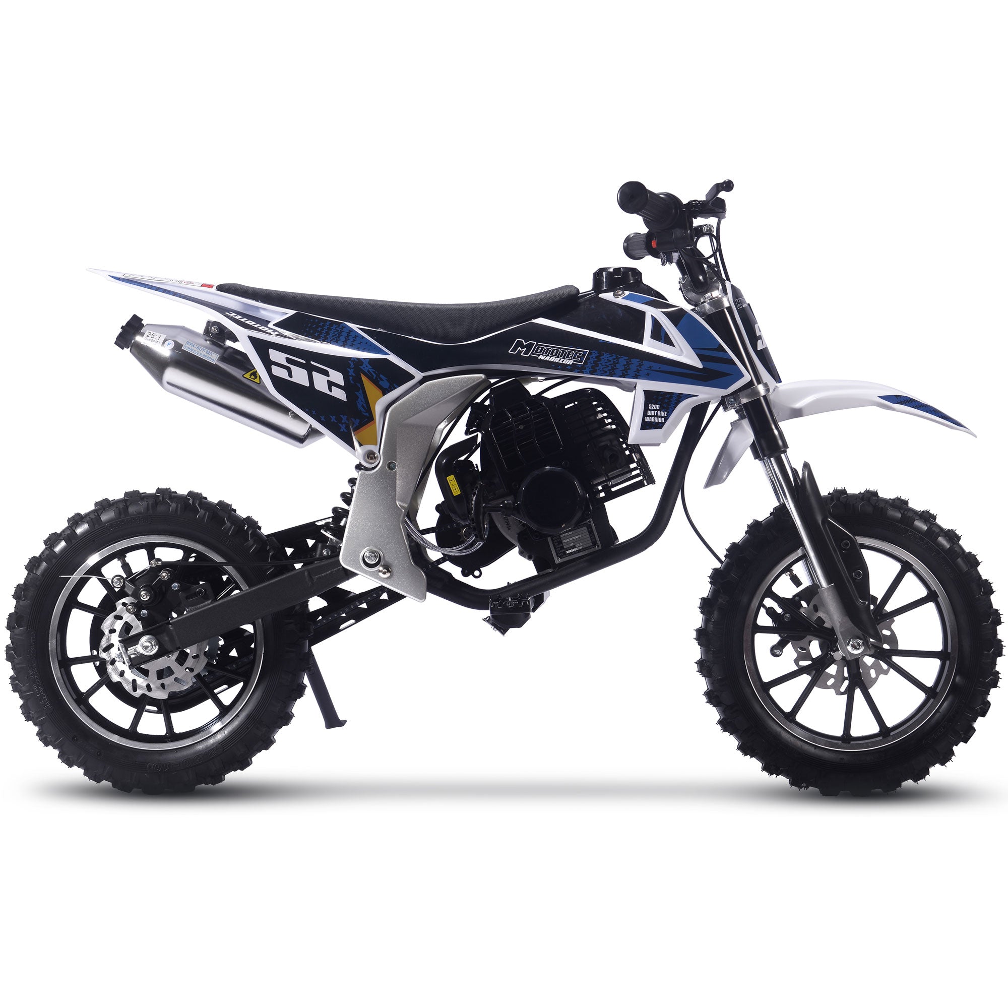 MotoTec Warrior 52cc 2-Stroke Kids Gas Dirt Bike Black