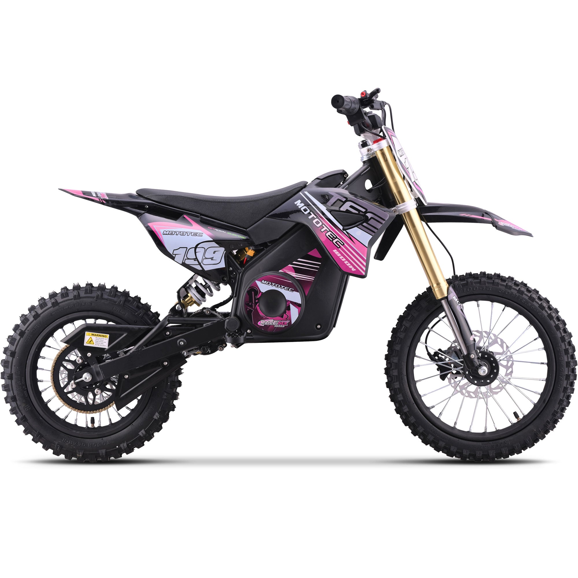 MotoTec 48v 1800w Pro Electric Dirt Bike Lithium Pink