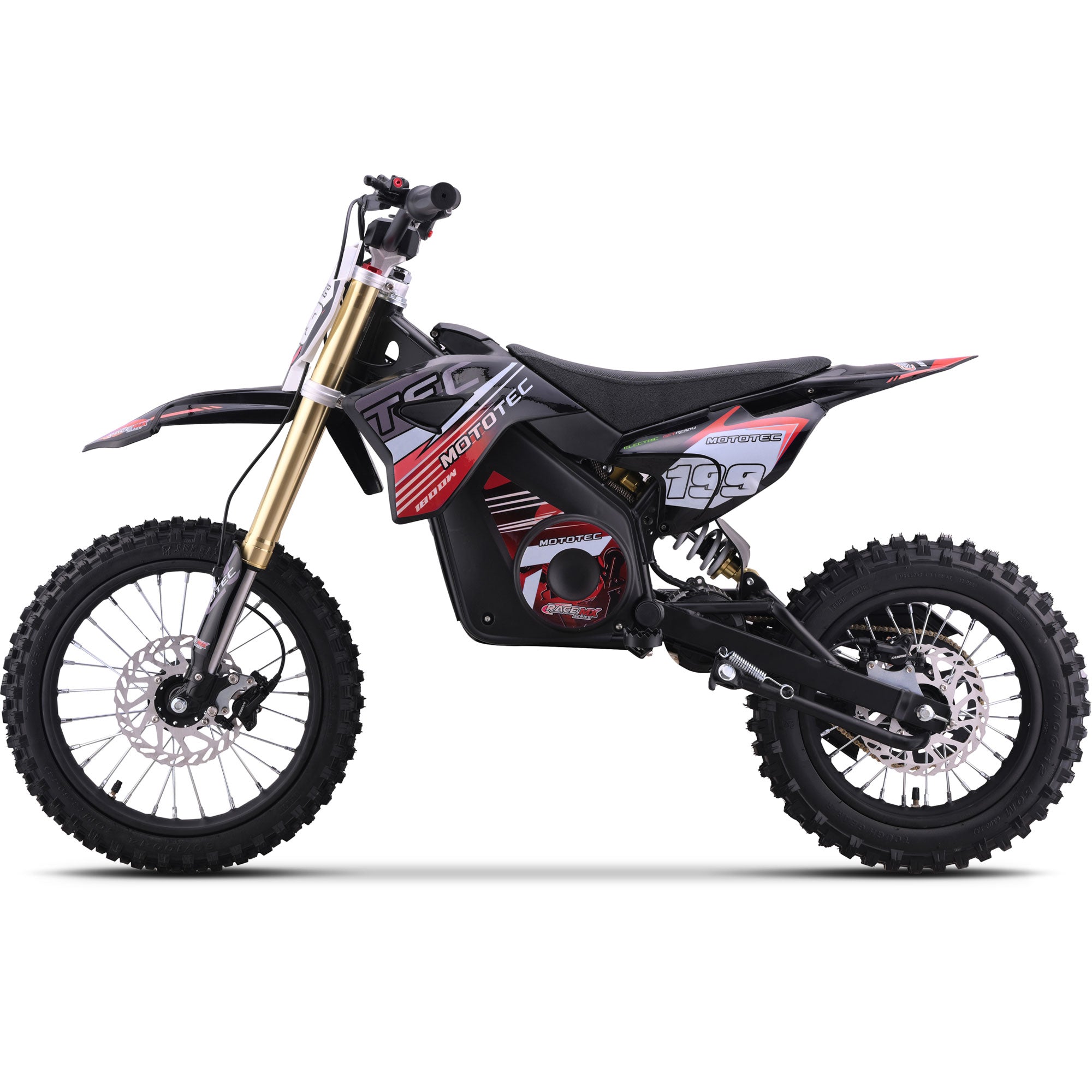MotoTec 48v 1800w Pro Electric Dirt Bike Lithium Red