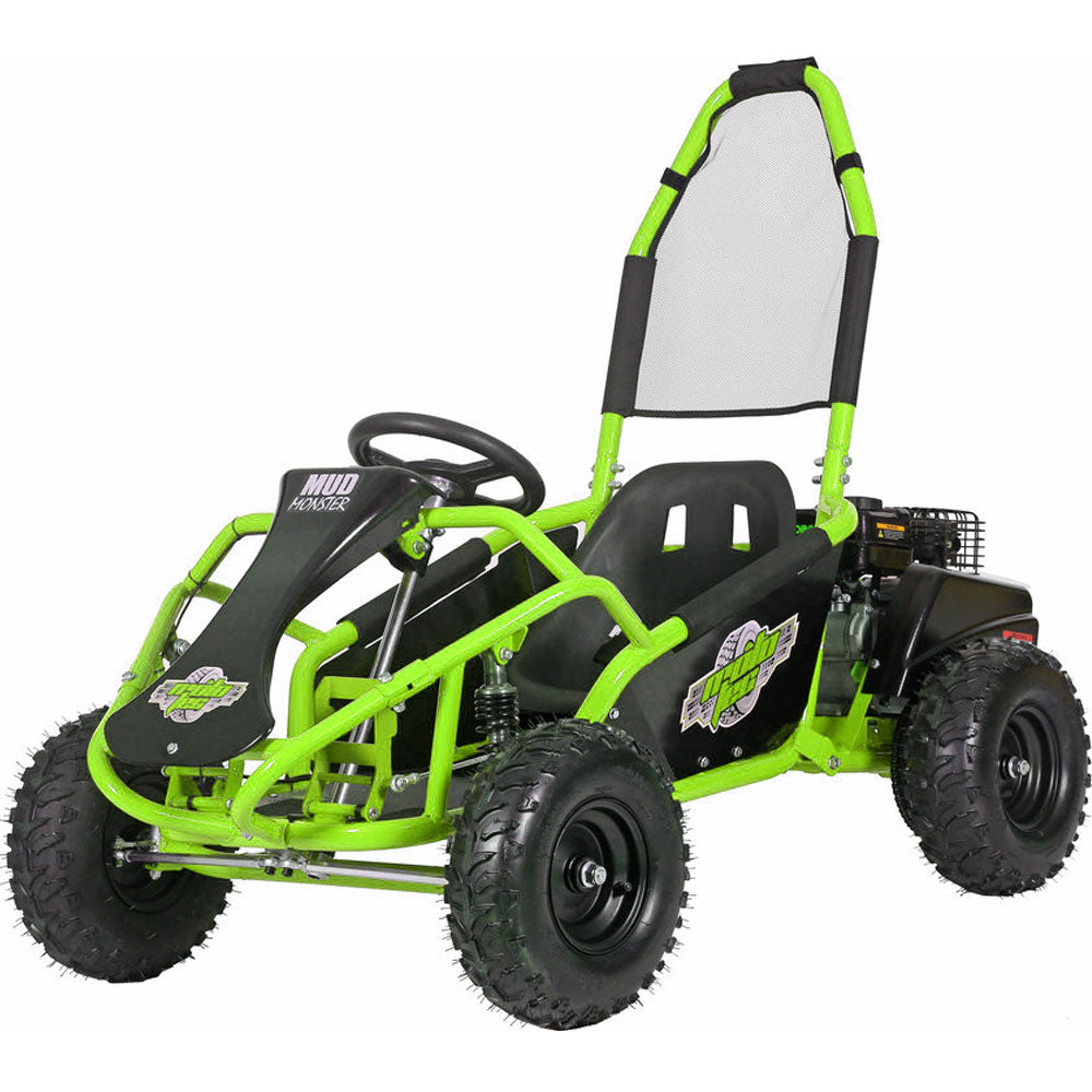 MotoTec Mud Kids Gas Powered 98cc Go Kart Full Suspension Green