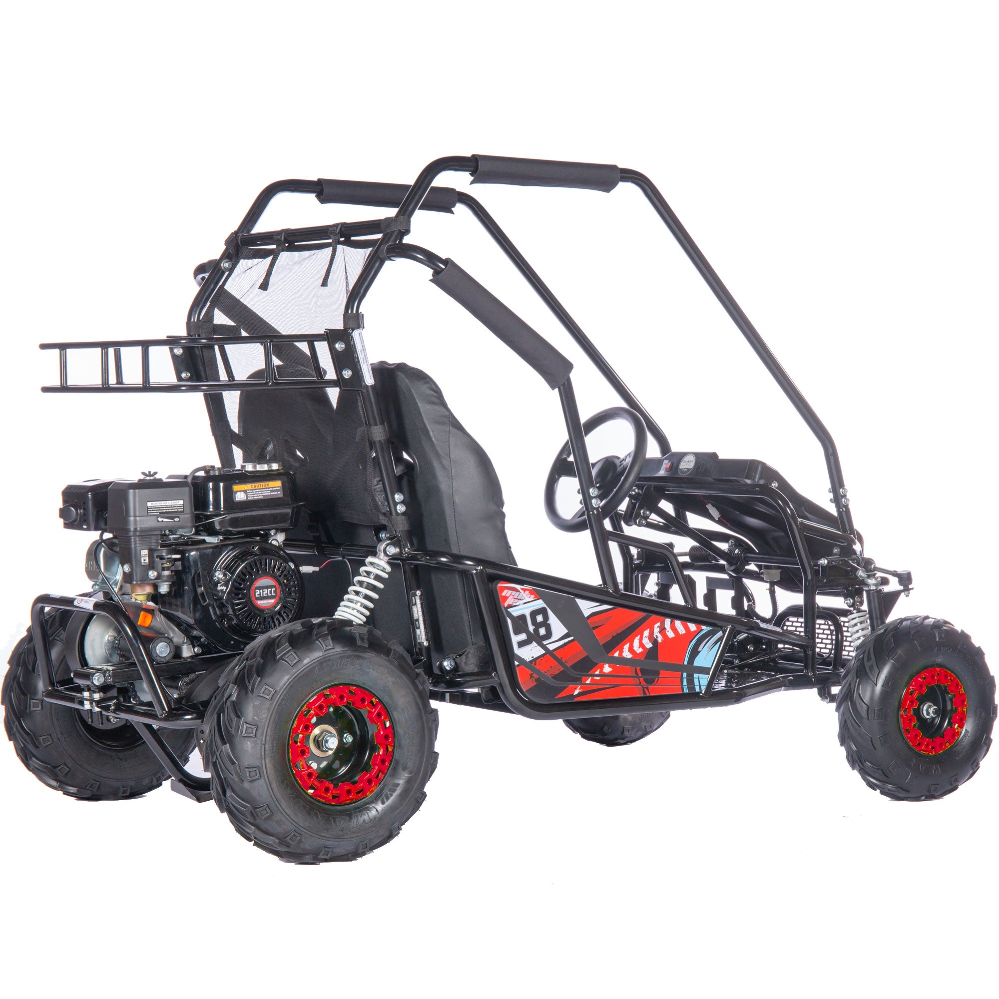 MotoTec Mud XL 212cc 2 Seat Go Kart Full Suspension Red
