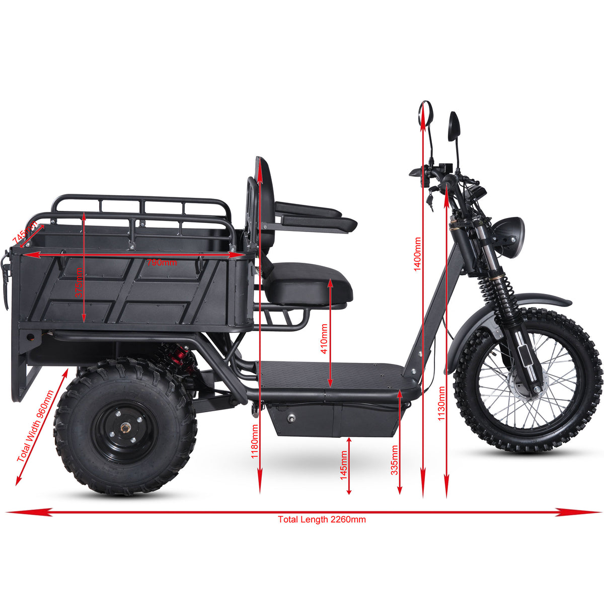 MotoTec Electric Trike 60v 2500w Black by SalePriced.net