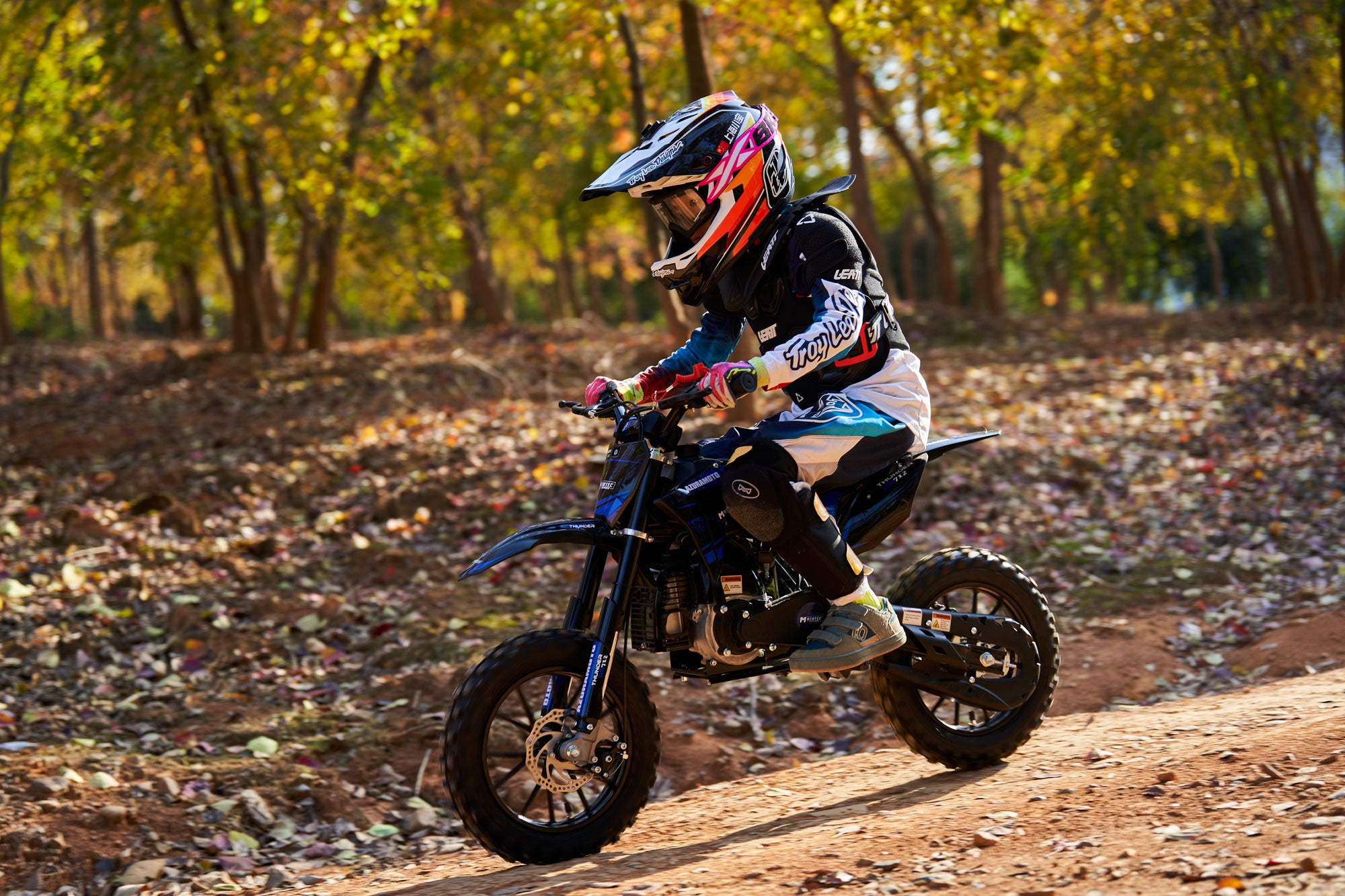 MotoTec Thunder 50cc 2-Stroke Kids Gas Dirt Bike Blue