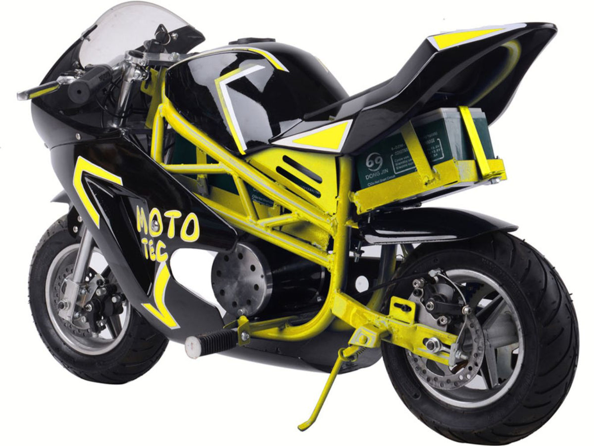 MotoTec 36v 500w Electric Pocket Bike GT Yellow by SalePriced.net
