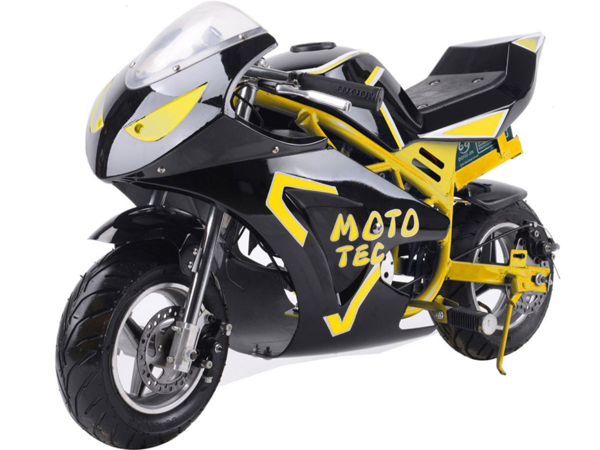 MotoTec 36v 500w Electric Pocket Bike GT Yellow by SalePriced.net