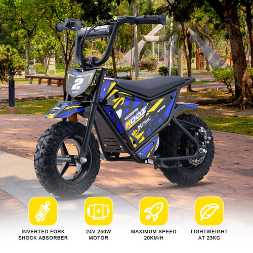MotoTec 24v 250w (HP120E) Electric Powered Mini Bike Blue by SalePriced.net