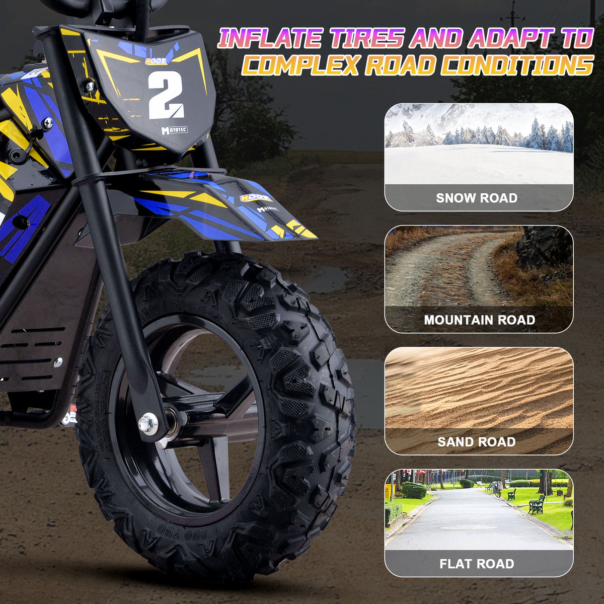 MotoTec 24v 250w (HP120E) Electric Powered Mini Bike Blue by SalePriced.net