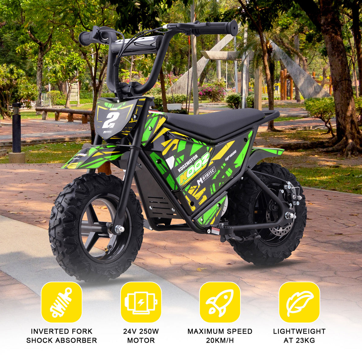 MotoTec 24v 250w (HP120E) Electric Powered Mini Bike Green by SalePriced.net