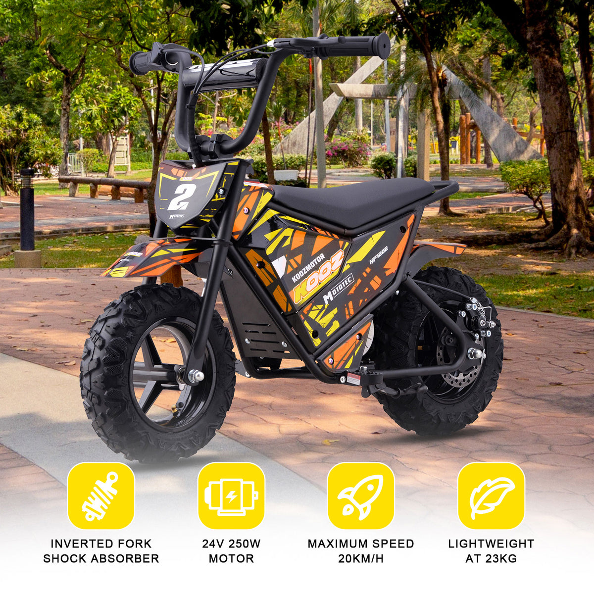 MotoTec 24v 250w (HP120E) Electric Powered Mini Bike Orange by SalePriced.net