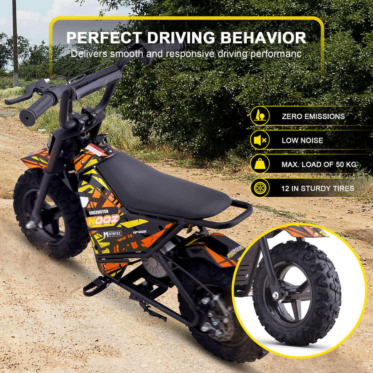 MotoTec 24v 250w (HP120E) Electric Powered Mini Bike Orange by SalePriced.net