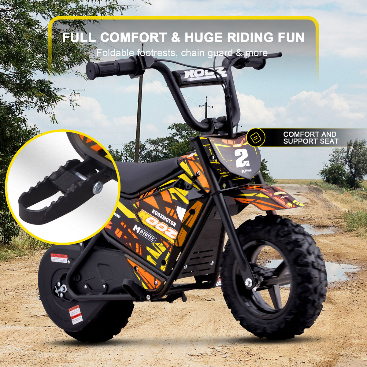 MotoTec 24v 250w (HP120E) Electric Powered Mini Bike Orange by SalePriced.net