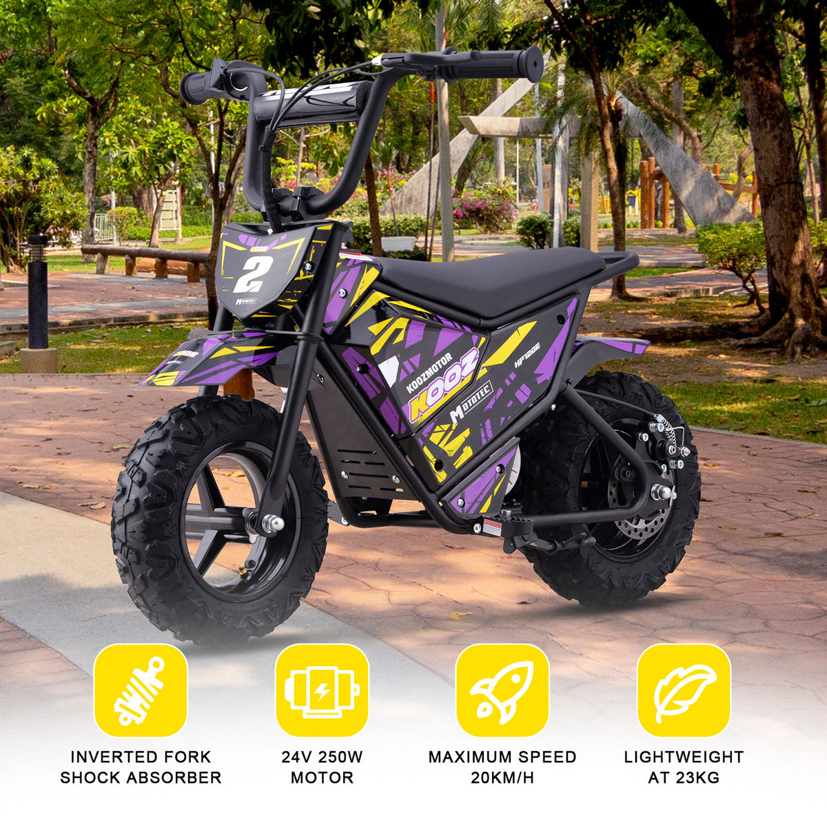MotoTec 24v 250w (HP120E) Electric Powered Mini Bike Purple by SalePriced.net