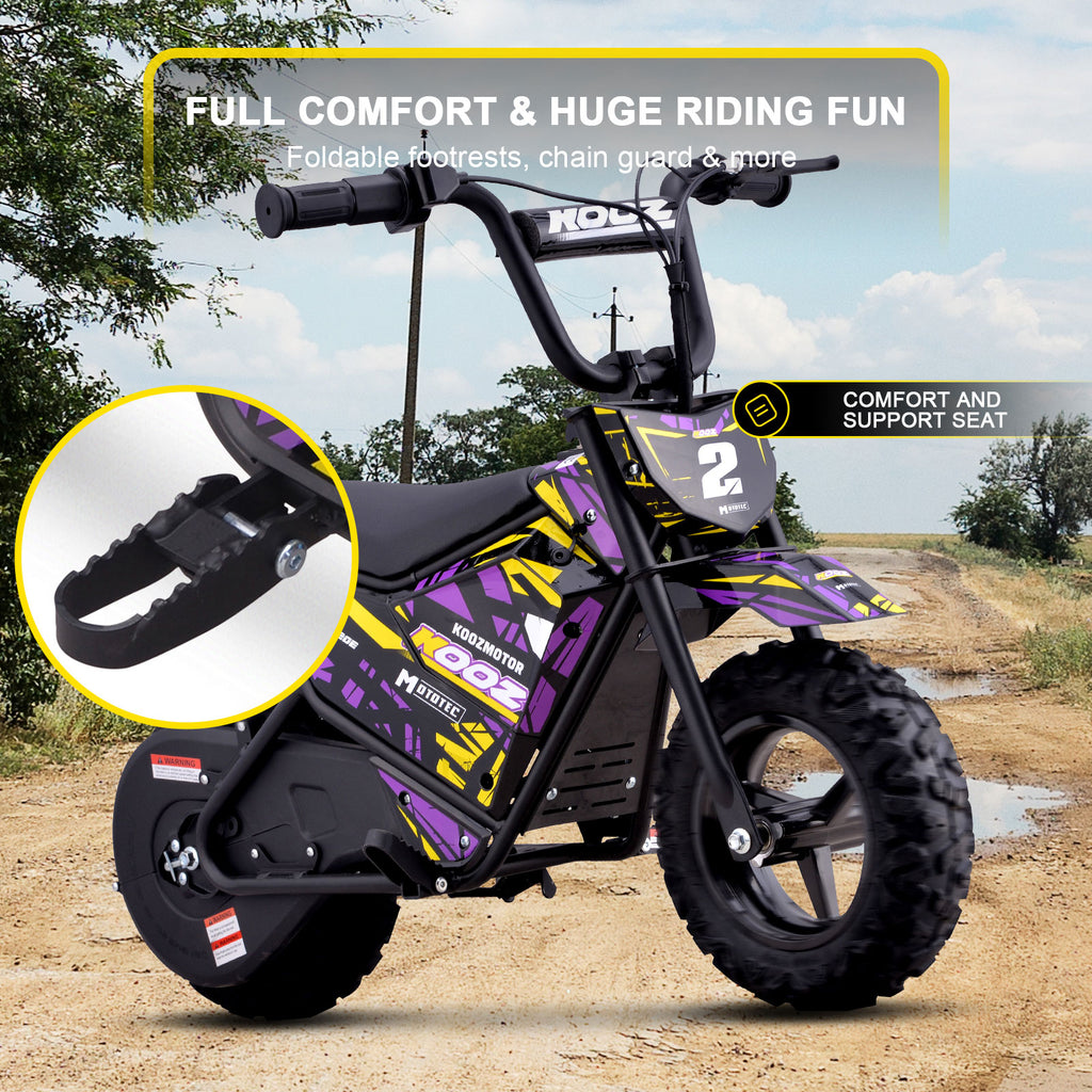 MotoTec 24v 250w (HP120E) Electric Powered Mini Bike Purple by SalePriced.net