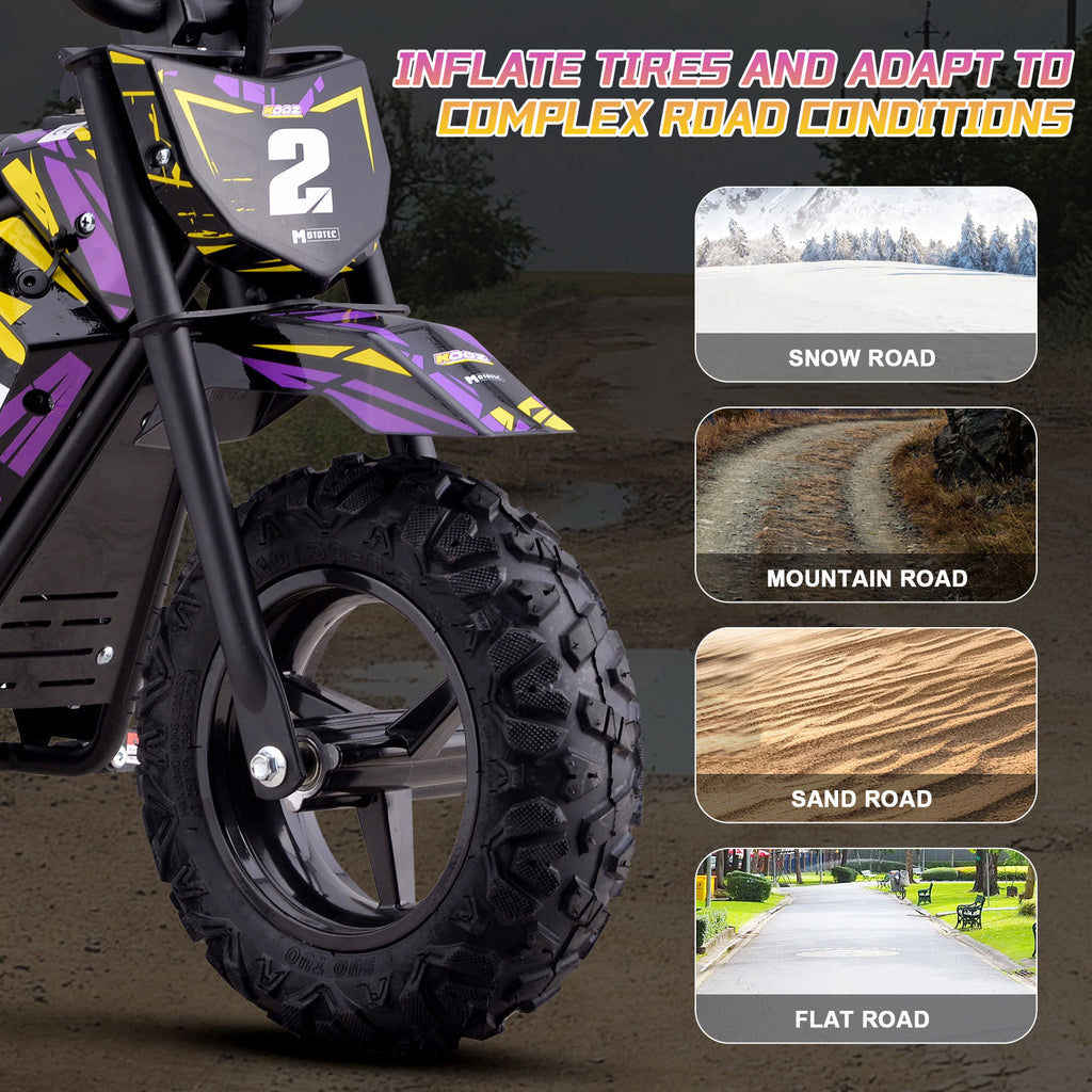 MotoTec 24v 250w (HP120E) Electric Powered Mini Bike Purple by SalePriced.net