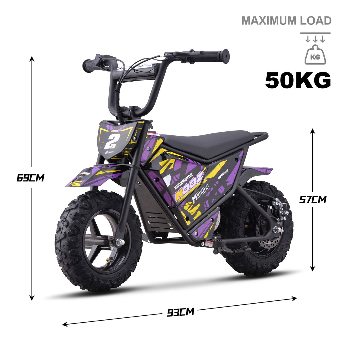 MotoTec 24v 250w (HP120E) Electric Powered Mini Bike Purple by SalePriced.net
